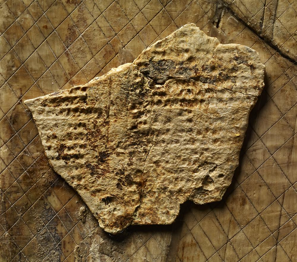 Waxed ivory writing board from Nimrud with the wax layer largely lost
